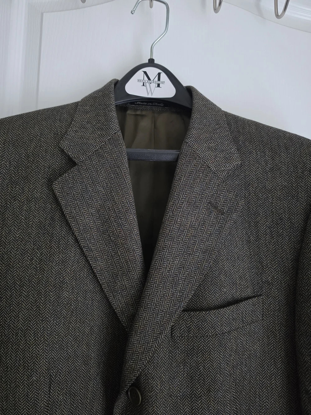 Classic Men's Gray Herringbone Blazer 100% Wool Made In ITALY.
